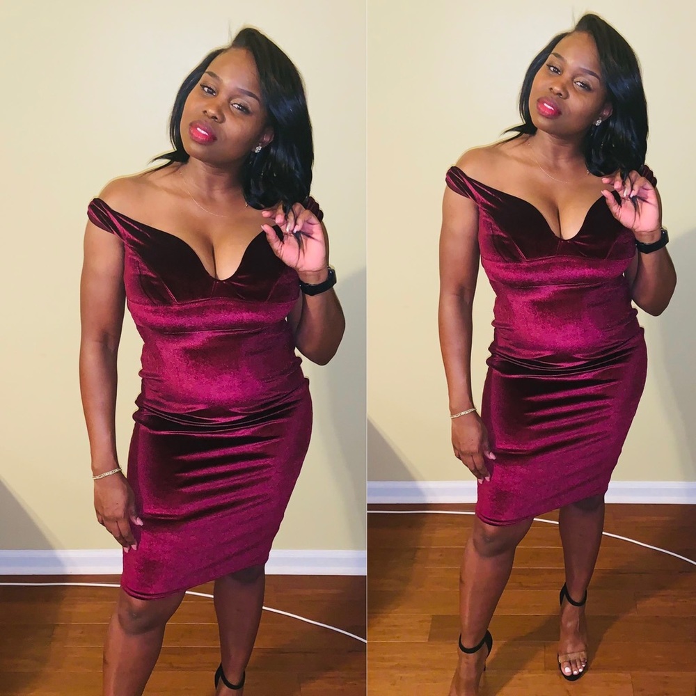 Maroon Holiday dress from Boohoo